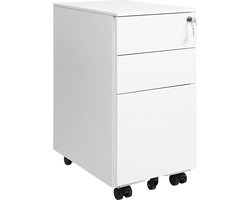 Luxe archiefkast met slot - Bureaukast - Archiefkast metaal - Ladeblok bureau - Wit - 30x45x60cm