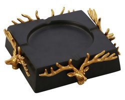 Luxe Asbak Hert – Zwart/Goud – Klassiek & Decoratief Woonaccessoire