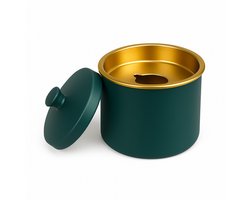 Luxe Asbak met Deksel - Groen/Goud - Asbak - 9,8 cm x 10 cm - Asbak voor Buiten - Asbak met Deksel - Asbakken - Asbak Buiten - Asbakken voor Binnen