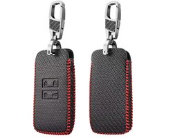 Luxe Autosleutel Hoes – Zwart met Rood Stiksel - sleutelbehuizing berschermhoes met carbonlook zwarte afwerking Key Case key cover voor Renault Megane Captur Zoe Espace 5 Clio Arcan Arkana Kadjar voor Dacia Duster
