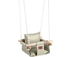 Luxe Baby / Kinder Schommel voor binnen of buiten! - Baby Swing Beige - Schommelstoel inclusief Zachte Kussens, Veiligheidsriem en Bevestigingsmaterialen - Gemonteerd Verzonden! BEKEND VAN TV!