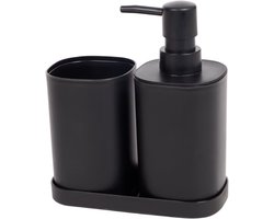 Luxe Badkamer Accessoireset – Zwarte Zeepdispenser - Tandenborstelhouder - Zeepbakje – Stijlvol - Modern Design