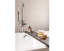 Luxe badplank zwart 80 cm - Badplank voor in bad - Eiken hout - Sterk materiaal - Massief eikenhout - Badrek zwart