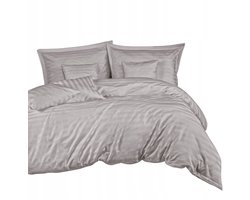 Luxe Bamboe Katoen Beddengoed Set 160x200cm Grijs Gestreept 7 Delig