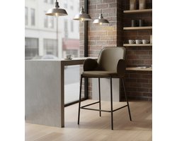 Luxe Barkruk Verona – Army Microvezel met Armleuningen, 94 cm Hoog, Zithoogte 65 cm, 51x53 cm – Altameubel