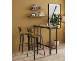 Luxe Barkrukken Set van 2 – Industrieel Design Vintage Bruin + Zwart – Comfortabele Barstoelen met Rugleuning, Voetensteun en Stalen Frame – Keukenstoelen voor Keukeneiland, Bartafel en Eettafel – Eenvoudige Montage Vita Interior