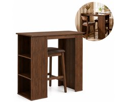 Luxe Bartafel met Opbergvakken - Bartafel - Walnootlook - 115 x 50 x 105 cm