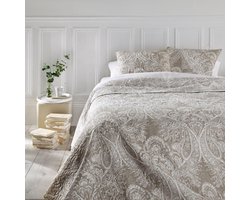 Luxe bedsprei deken MARIE beige 240 x 260 met slopen