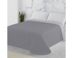 Luxe Bedsprei - Zomerdeken - Deken - Boutis - 240 x 270 cm - 2 personen - Gematlasseerd - Effen - Grijs/Lichtgrijs