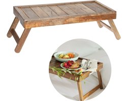 Luxe Bedtafel met Inklapbare Poten - Ontbijt op Bed - Dienblad - Laptoptafel - Banktafel - Mangohout - Inclusief EBOOK