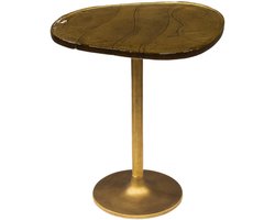 Luxe Bijzettafel Goud (50x42x55 cm) - Bijzettafetljes Woonkamer - Industriële Sidetable - Decoratie Salontafel - Antieke Ronde Tafelset - Salon Tafel Industrieel & Landelijk - Koffietafel