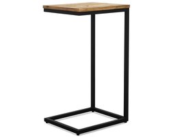 Luxe Bijzettafel - Laptoptafel - Bijzettafeltje - Coffee Table - Mangohout - Metaal - Goud - Zwart - 68 cm hoog