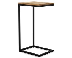 Luxe Bijzettafel - Laptoptafel - Bijzettafeltje - Coffee Table - Mangohout - Metaal - Goud - Zwart - 68 cm hoog