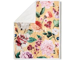 Luxe Bloemenprint Plaid 130x160 cm - Descanso Oker - Polyester - Voor 1 Persoon