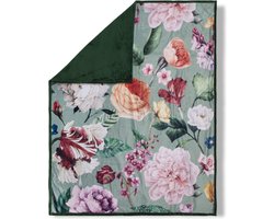 Luxe Bloemenprint Plaid 130x160 cm - Groen - Polyester - Voor 1 Persoon - Descanso