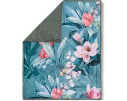 Luxe Bloemenprint Plaid 130x160 cm - Groen/Roze - Polyester - Voor 1 Persoon - Descanso
