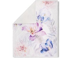 Luxe Bloemenprint Plaid 130x160 cm - Pastel Bloemen en Vlinders - Polyester - Voor 1 Persoon - Descanso