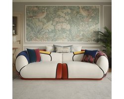 Luxe Boho Curve Modulaire 3-Zits Bank 265 cm met Chenille Bekleding, Diepe Zitting (70 cm), Ergonomisch Gebogen Design, Frameloos Comfort, 4 Zitplaatsen, Flatpack Slaapbank zonder Montage