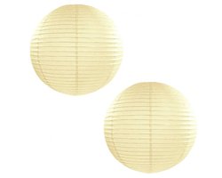 Luxe bol feest lampion - 2x stuks - ivoor wit - dia 50 cm - papier - Feestartikelen/versieringen