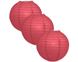 Luxe bol feest lampion - 3x - bordeaux rood - dia 35 cm - papier - Feestartikelen/versieringen