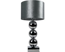 Luxe Bollamp - Zilver - Tafellamp - 3 Bollen - Vierkante Voet - Met velvet kap - Eric Kuster stijl