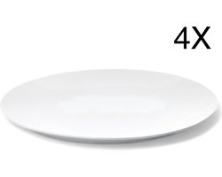 Luxe Borden - 27 cm - 4 Stuks - Wit - Horeca - Set - Pack - Witte Borden - Kwaliteit - Porselein - Dinerbord - Ontbijtbord - Lunchbord