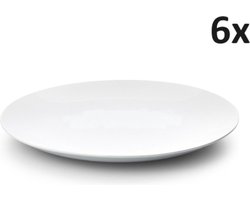 Luxe Borden - 27 cm - 6 Stuks - Wit - Horeca - Set - Pack - Witte Borden - Kwaliteit - Porselein - Dinerbord - Ontbijtbord - Lunchbord