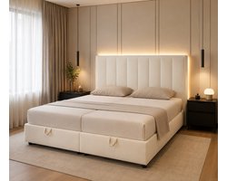 Luxe Boxspring 180x200 cm met Opbergruimte en Matras - Beige