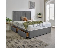 Luxe Boxspring Bed met Traagschuim Matras en Hoofdbord - Tweepersoons Grijs