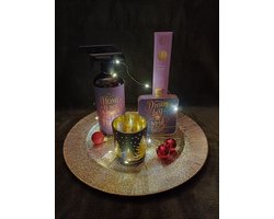 Luxe Cadeaupakket Home & Geur - Roomspray, Waxinelichthouder & Geurstokjes - Cadeaupakket voor in Huis - Woonpakket - Feestelijke Set