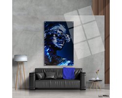Luxe Canvas Schilderij Blue Girl | 60x90 | Woonkamer | Slaapkamer | Kantoor | Muziek | Design | Art | Modern | ** 4CM DIK! 3D EFFECT**