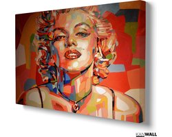 Luxe Canvas Schilderij Marilyn Monroe Paint | 100x75 | Woonkamer | Slaapkamer | Kantoor | Actrice | Model | Zangeres | Design | Art | Modern | ** 4CM DIK! 3D Effect**