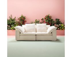 Luxe Carole Comfort 3-Zitsbank – Crème Beige Design Bank met Rechte Armleuningen – Moderne & Ruime 3-Persoons Sofa – Stijlvol, Duurzaam & Comfortabel voor Woonkamer – Premium Stoffen Bekleding – Ca. 200 x 85 x 90 cm