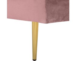 Luxe Chaise Longue Rechts – Fluwelen Roze Loungebank met Gouden Frame & Bolster – Moderne Velvet Ligstoel voor Woonkamer of Slaapkamer – Comfortabele Loungestoel met Kussens
