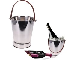 Luxe Champagnekoeler met Handvat - Wijnkoeler - Wijnemmer - IJsemmer - RVS - Ø24 cm