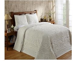 Luxe Chenille Bedsprei Set met Kussenslopen in Natuurlijke Kleur