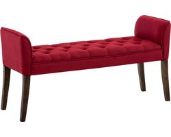 Luxe Chesterfield stijl Halbank Anton - Stof - Rood - 128 cm - Bank - Gangbank - Eetbank