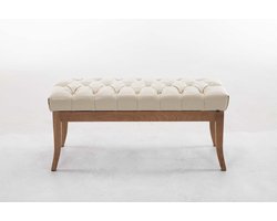 Luxe Chesterfield stijl Halbank Cosmin - Imitatieleer - Beige - 100 cm - Bank - Gangbank - Eetbank