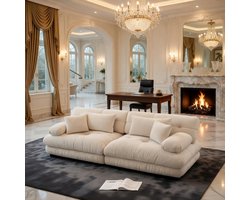 Luxe Cloud Comfort Modular Sofa – 2-Zits Chenille Bank met Lenden- en Decoratieve Kussens – Diepe Zitting, Brede Armleuningen – Direct Gebruiksklaar, Zonder Montage – Beige Luxe Design - Casa Serena