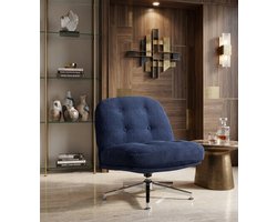 Luxe Comfort Loungestoel – Ergonomische Woonkamer Accentstoel – Oversized Zitting met Corduroy Stof – Blauw – Stabiele 5-sterren Voet – Perfect voor Lang Zitten,Casa Serena – Afmetingen op aanvraag...