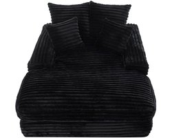 Luxe Cord Bank, modern design, 4 kussens, ultra zacht & multifunctionele slaapbank, zonder montage direct te gebruiken als bank of bed, ruimtebesparend voor woonkamer, appartement, zwart