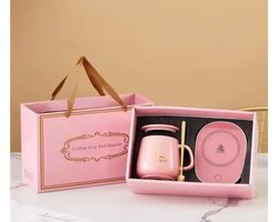 Luxe Cup Warmer Roze | Mug Warmer | Mok Verwarmer | Beker Verwarmer | Cadeauset | Inclusief Mok | Koffie | Thee | Cadeau Tip