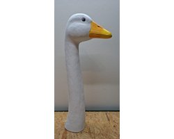 Luxe Decoratie Gans Ganzenkop - 56 cm Hoog - Polystone - Wit/Oranje - Modern Kunstbeeld & Woonaccessoire Binnen