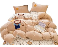 Luxe dekbedovertrekset met leeuw en ster ontwerp, zacht en warm voor een 90 cm bed, perfect voor de kinderkamer in de herfst en winter
