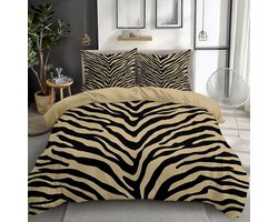 Luxe Dekbedovertrekset met Tijgerprint Beige 3-Delig voor Bedden 135/140 cm