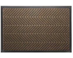 Luxe Deurmat 45x75 cm – Visgraatmotief – Bruin – Natuurlijk Rubber & Polyester – Voor Binnen & Buiten – Anti-slip