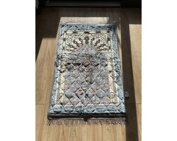 Luxe dik gebedskleed XL 80×120 cm – Superzacht fluweel – Antislip rubber – Premium afwerking - Blauw - Model 2