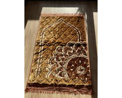 Luxe dik gebedskleed XL 80×120 cm – Superzacht fluweel – Antislip rubber – Premium afwerking - Geel