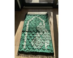 Luxe dik gebedskleed XL 80×120 cm – Superzacht fluweel – Antislip rubber – Premium afwerking - Groen - Model B