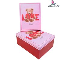 Luxe Doos met deksel - Roze Kleur~met Teddybeer - 27*20*11.5cm - Cadeaudoos - Geschenkdoos